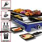 Raclette Grill,  Electric Table Indoor Grill Korean BBQ Grill, Removable 2-In-1 Non-Stick Grill Plate, 1500W Fast Heating with 8 Cheese Melt Pans, Ideal for Parties and Family Fun (Blue)