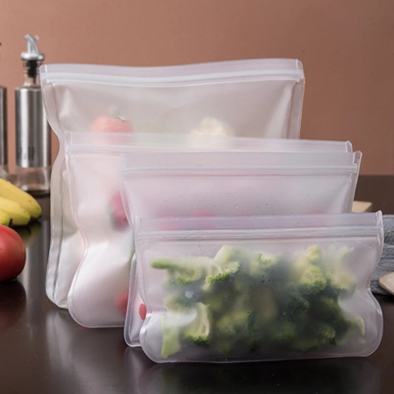  Fruit and Vegetable Silicone Bag Reusable Fresh-Keeping Sealed Bag Refrigerator Food Storage Ziplock Bag
