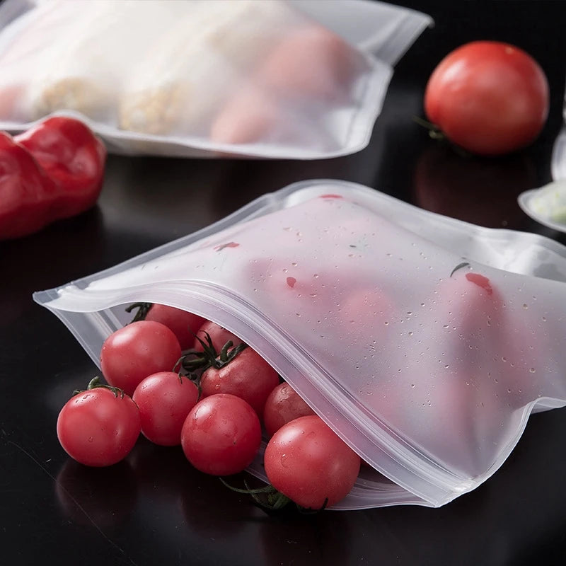  Fruit and Vegetable Silicone Bag Reusable Fresh-Keeping Sealed Bag Refrigerator Food Storage Ziplock Bag