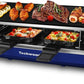 Raclette Grill,  Electric Table Indoor Grill Korean BBQ Grill, Removable 2-In-1 Non-Stick Grill Plate, 1500W Fast Heating with 8 Cheese Melt Pans, Ideal for Parties and Family Fun (Blue)