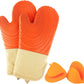 Professional Silicone Oven Mitts，4 Pcs Oven Mitt Set，Oven Mitts Heat Resistant 500℉ for Kitchen Cooking，Pot Holders，Oven Gloves with Soft Quilted Cotton Lining，Non-Slip Textured Grip，Orange